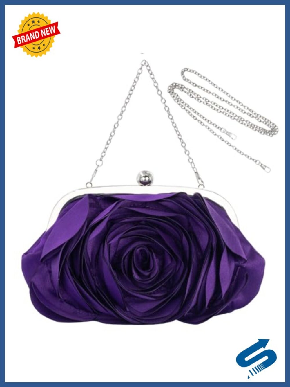 Floral Clutch Purse for Women Evening Bag with Chain for Wedding Gala